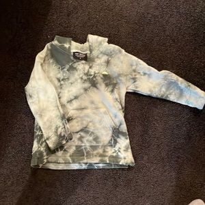 Tiny Whales green tie dye hooded sweatshirt